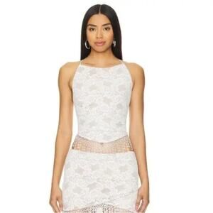 NWT Loba Revolve Elisa lace corset lace up top white sz